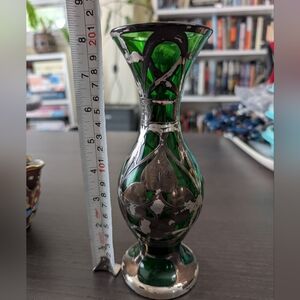 Silver And Green Glass Vase